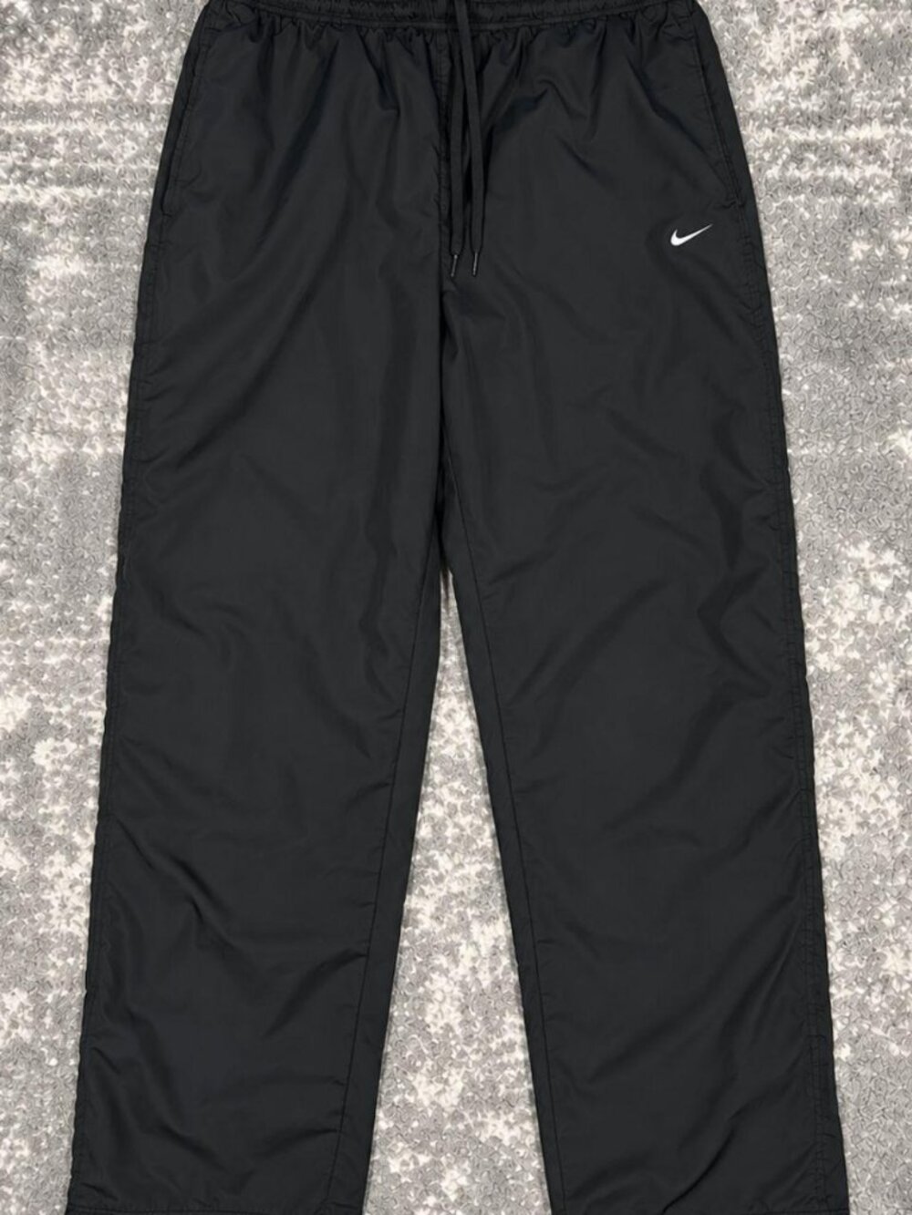 Nike Black Nylon Baggy Track Pants Swoosh Streetwear